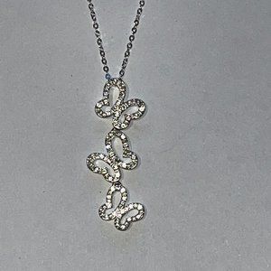 Silver necklace with Sparkle Butterflies